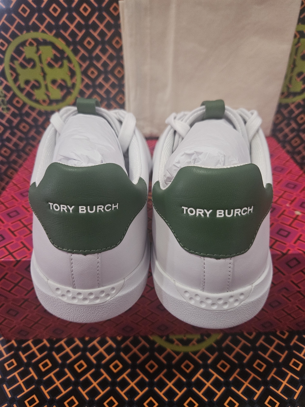 Tory Burch Double T Howell Court Sneaker White Argula Size 9 - Picture 5 of 8